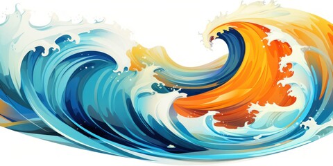 Playful Vibrant Ocean Wave Illustration. Dynamic Aquatic Oceanscape with Vivid Colors and Fluid Motion. Cheerful atmosphere