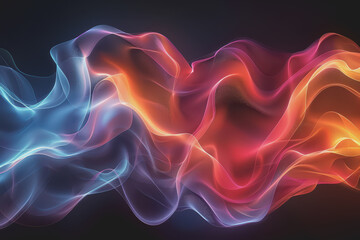 Obraz premium Abstract background with multicolored glowing waves on a black background. curve display.