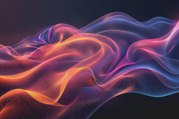 Obraz premium Abstract background with multicolored glowing waves on a black background. curve display.