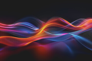 Fototapeta premium Abstract background with multicolored glowing waves on a black background. curve display.