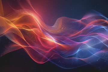 Obraz premium Abstract background with multicolored glowing waves on a black background. curve display.