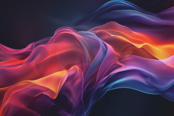 Fototapeta premium Abstract background with multicolored glowing waves on a black background. curve display.