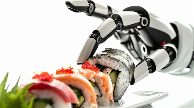 Robot making a sushi roll