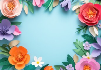 Fototapeta premium Paper Flower Frame.