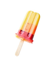 Colorful fruit ice cream popsicle, isolated, transparent background, no background. PNG.
