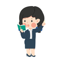 Female Teacher Teaching While Holding A Book