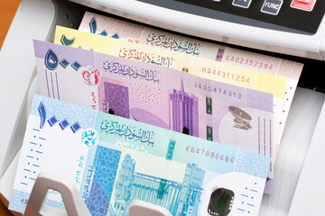 Sudanese pound in the counting machine