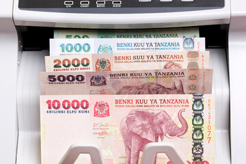 Tanzanian shilling in the counting machine