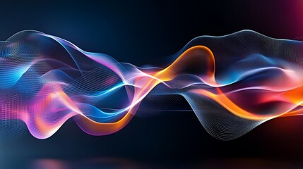 Fototapeta premium Abstract Glowing Waves Colorful Digital Flow Futuristic Technology Dark Background