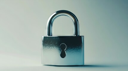 Naklejka premium A silver padlock on a white surface