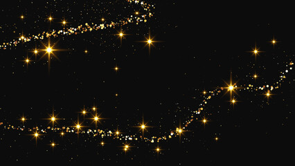 Fototapeta premium Gold glittering confetti wave and stardust