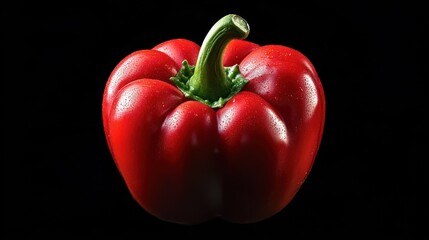 Red Bell Pepper on Black Background