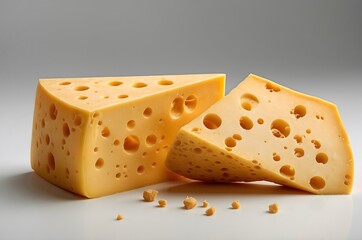 Close-Up of Two Slices of Swiss Cheese