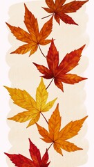 Watercolor trace of abstract autumn leaves on a horizontal background Autumnal Thanksgiving-inspired