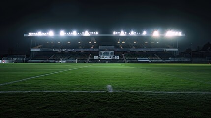 Empty Football Stadium at Night