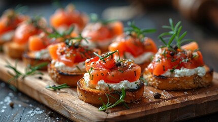 Gourmet Bruschetta with Smoked Salmon and Cream Cheese