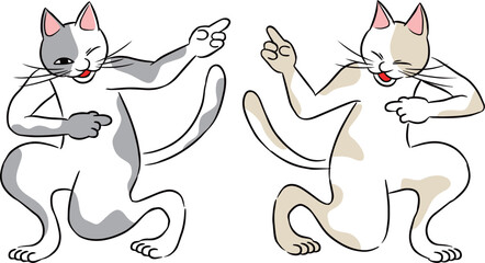 浮世絵風猫　指さし