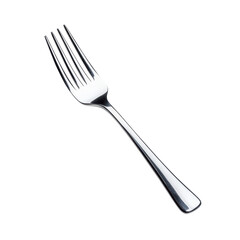 Sleek stainless steel fork on a transparent background