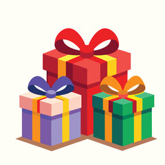 colorful gift box clip art isolated