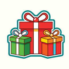 colorful gift box clip art isolated