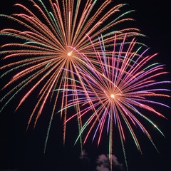 Fototapeta premium Colorful greetings for Happy New Year 2025 with dazzling fireworks and sparkles