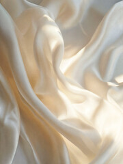 Fototapeta premium A beautiful close-up of a soft, white, flowing fabric. The fabric appears to be silky and it's slightly blurred, giving it a dreamy and ethereal quality.