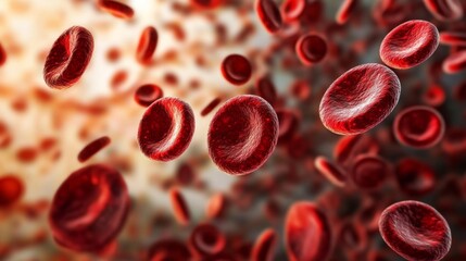 Fototapeta premium Blood cells are like tiny helpers in our blood. They carry oxygen, fight germs, and help us stop bleeding.