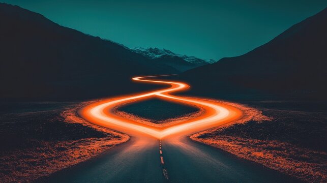 A forked road with a glowing path branching off into the unknown, a crucial decision point and the power of pivoting in life or business