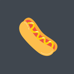 hotdog junk food in flat vector design.