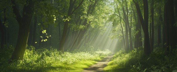 Obraz premium Sunbeams in Forest.