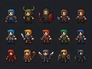 Obraz premium game characters NPC vandal for the game pixel art 8 bit AI generated