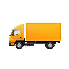Bright orange delivery truck side view illustration