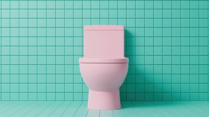 Interactive bathroom symbol with digital display, smart restroom concept, 3D illustration
