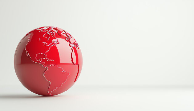 Red globe representing global business on a white isolated background.