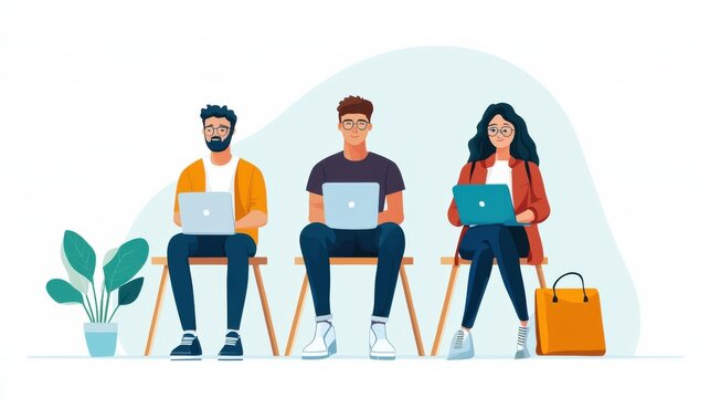 A group of college students sits together in a library, discussing their study goals for the upcoming exams., flat design illustration