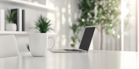 Fototapeta premium White Desk Workspace.