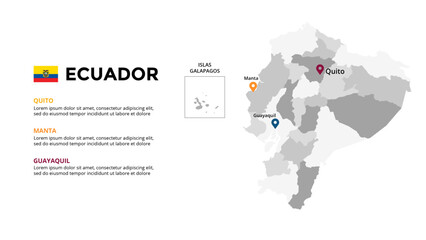 Obraz premium Ecuadormap Infographic, maps for countries elements design for presentation, can be used for presentation, workflow layout, diagram, annual report, web design.