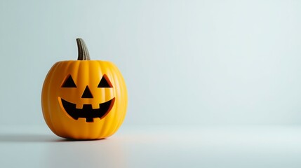 Smiling jack-o'-lantern on a white background.
