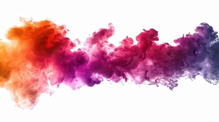 Fototapeta premium Vibrant Smoke Burst, an explosion of vivid colors disperses rapidly, creating a striking visual display against a pure white backdrop, evoking energy and dynamism.