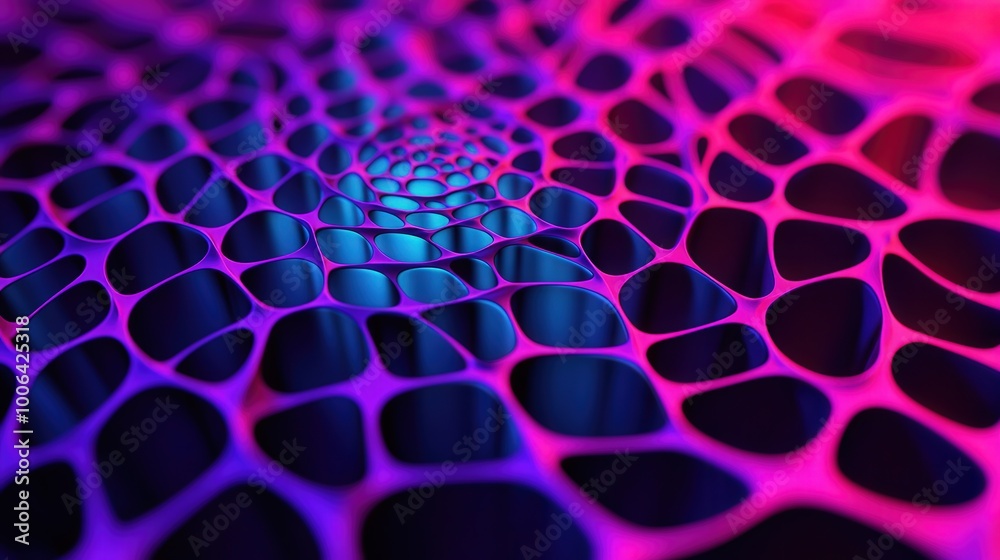 Wall mural neon fractal symphony, a vibrant display of intricate abstract patterns in neon hues, evoking a sens