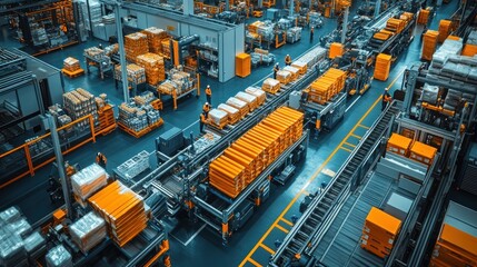 Factory Conveyor System with Products
