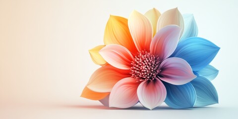 Fototapeta premium A charming 3D flower icon, rendered in vibrant colors with detailed petals, set against a clean background, representing the beauty of biodiversity