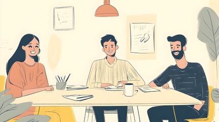 Colleagues Collaborating in Modern Office Workspace