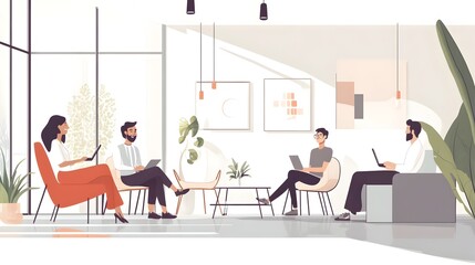 Diverse Professionals Collaborating in a Contemporary Coworking Space