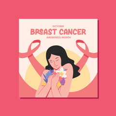 october breast cancer awareness illustration social media post
