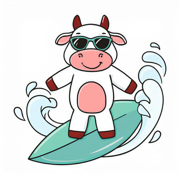 recommend clip art: Cow Surfer in Sunglasses