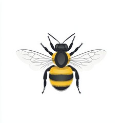 Isolated Bumblebee Silhouette on White Background