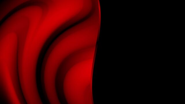 Fluid wave motion red color or abstract fabric and blend black background. Soft wavy gradient pattern. with empty space delimited by lines. Hypnotic shape mixing effect