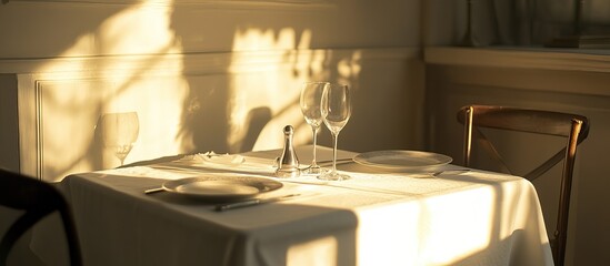 Elegant Table Setting in Warm Sunlight