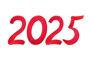 2025 A Happy New Year congrats. Brush stroke 2025 illustration for New Year greeting card. The red template for web, social network, cover, calendar. Decorative business web banner. Creative Christmas